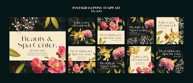 Free PSD beauty concept  instagram posts