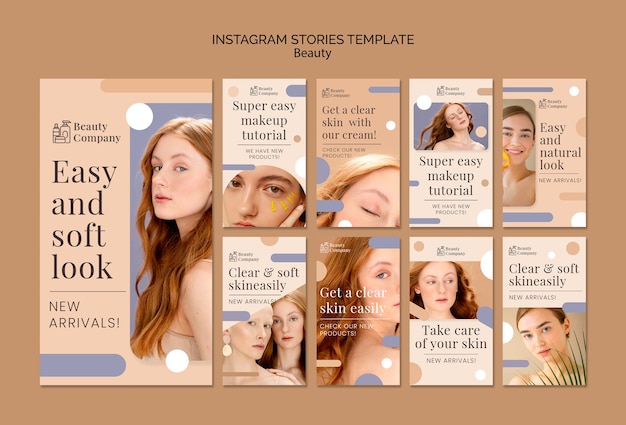 PSD gratuito modello di storie di instagram di concetto di bellezza