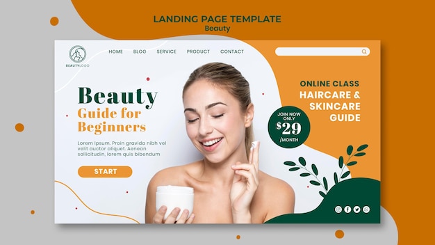 Free PSD beauty concept landing page template