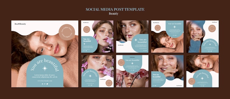 無料PSD 美容コンセプトソーシャルメディア投稿テンプレート