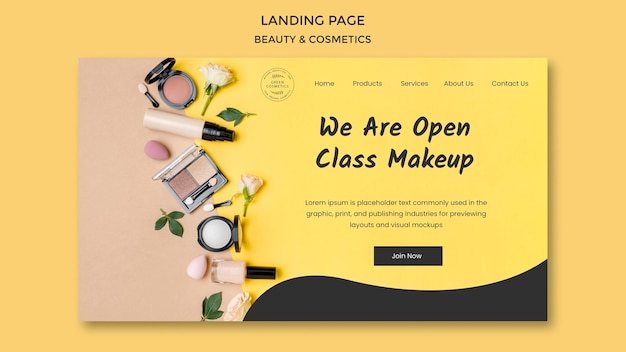 Beauty & cosmetics concept landing page template