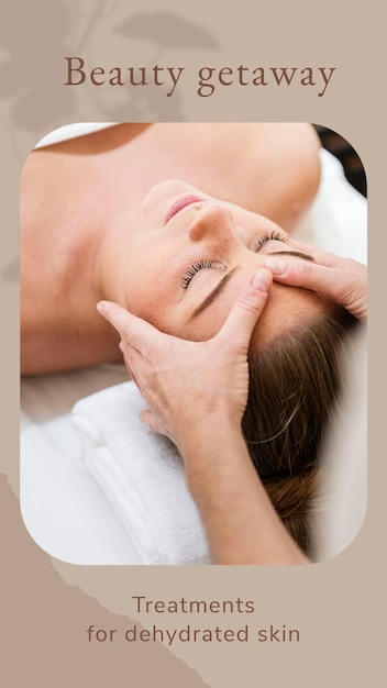 Free PSD beauty getaway wellness template psd/vector with facial massage background