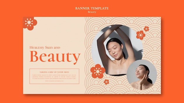 Free PSD beauty horizontal banner template with flowers