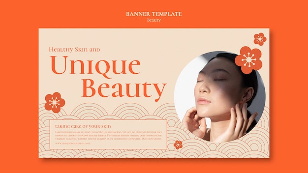 Free PSD beauty horizontal banner template with flowers
