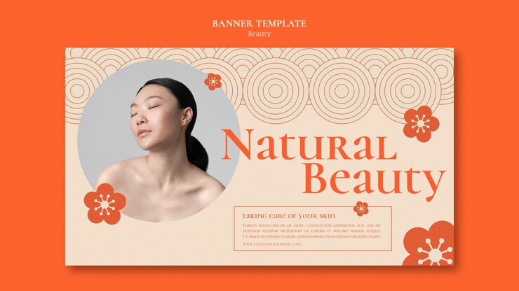 無料PSD 花と美しさの水平方向のバナーテンプレート