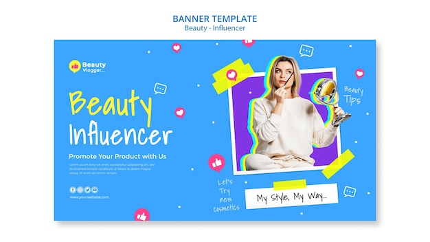 Beauty influencer banner template
