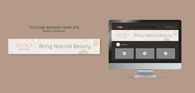 Free PSD beauty influencer youtube banner design template