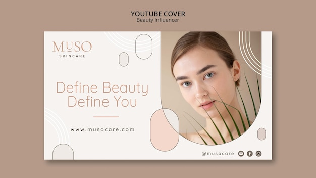 Modello di design della copertina di youtube influencer di bellezza