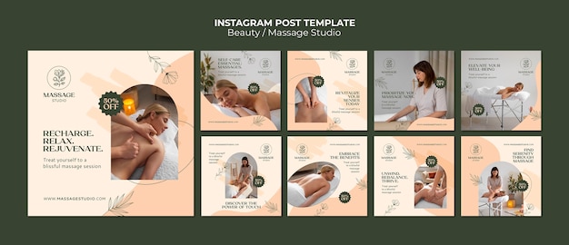 PSD gratuito set di modelli di post di bellezza su instagram