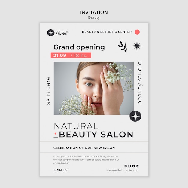 Free PSD beauty invitation template design