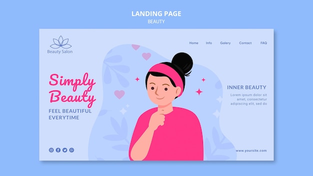 Beauty landing page template illustrated