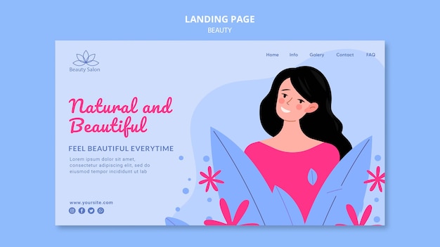 Free PSD beauty landing page template illustrated