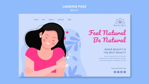 Free PSD beauty landing page template illustrated