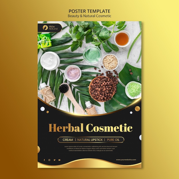 Beauty and Natural Cosmetics Poster – Free PSD Template Download