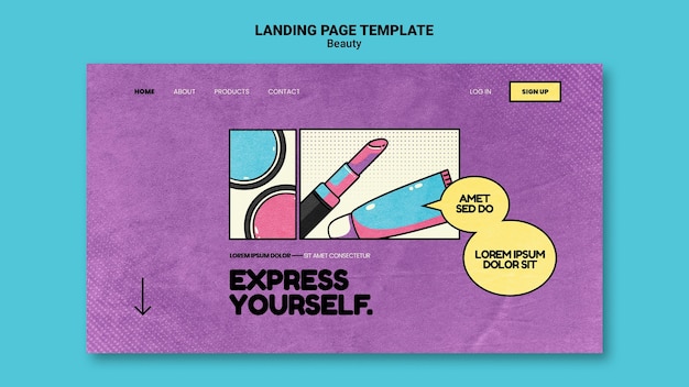 Free PSD beauty pop art landing page