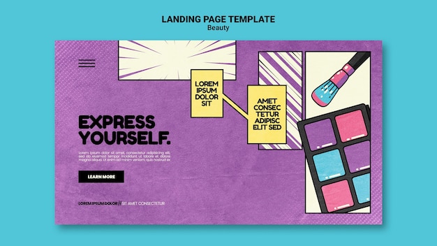 Free PSD beauty pop art landing page