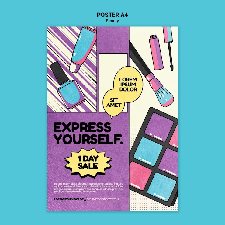 मुफ़्त PSD beauty pop art print template