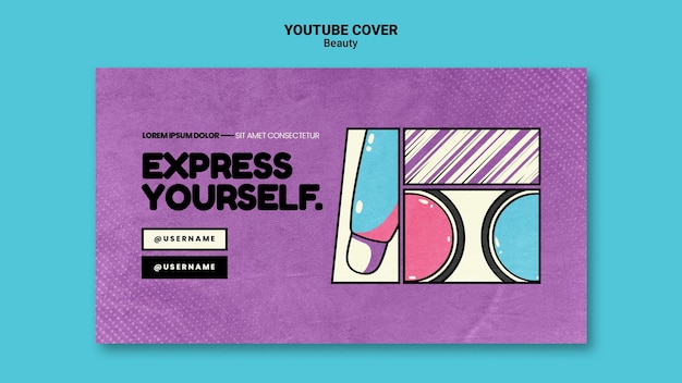 PSD gratuito copertina youtube di bellezza pop art