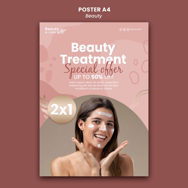 Бесплатный PSD Шаблон оформления плаката красоты
