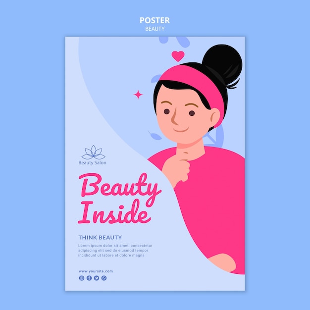 Free PSD beauty poster template illustrated