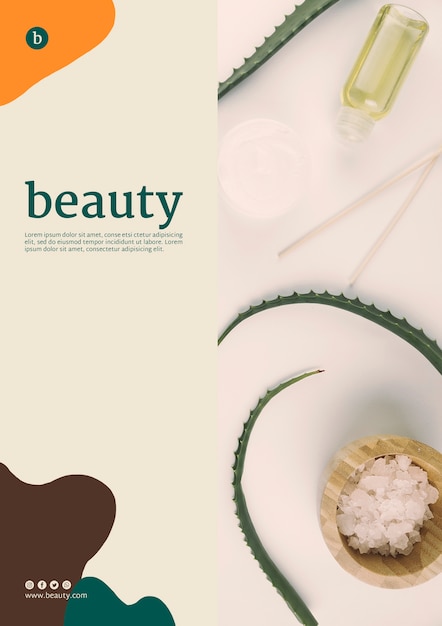 Beauty poster template with beauty products