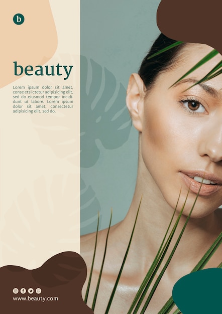 Free PSD beauty poster template with a woman