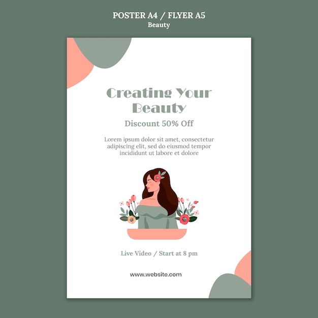 Free PSD beauty sale poster template