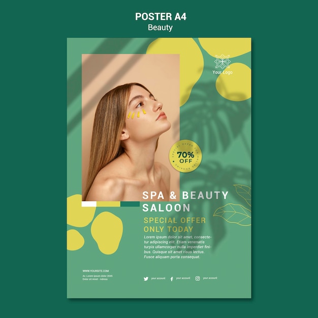 PSD gratuito modello di poster di salone di bellezza