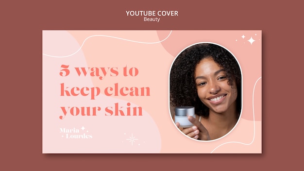 Modello di copertina di youtube per cosmetici per la bellezza e la cura della pelle