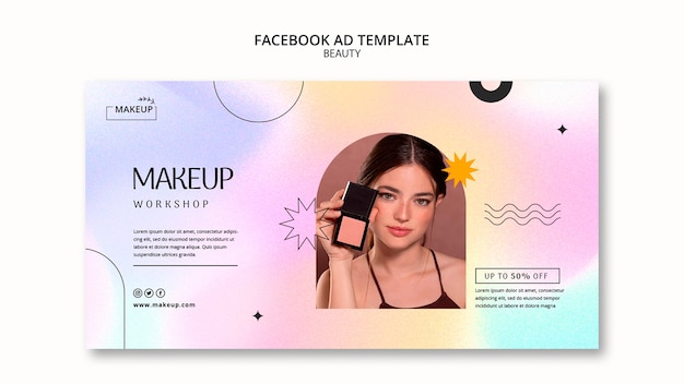 Beauty social media promo template with gradient pastel colors