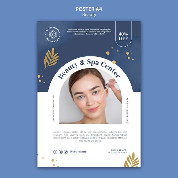 Free PSD beauty and spa center poster template