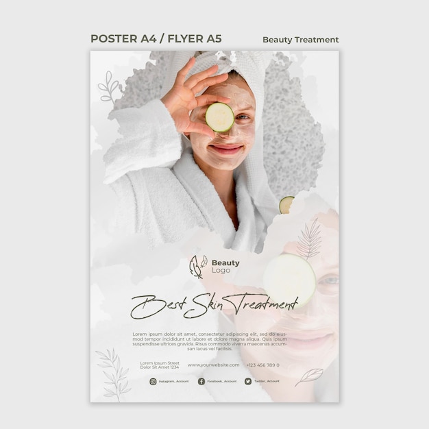 Free PSD beauty treatment concept flyer template
