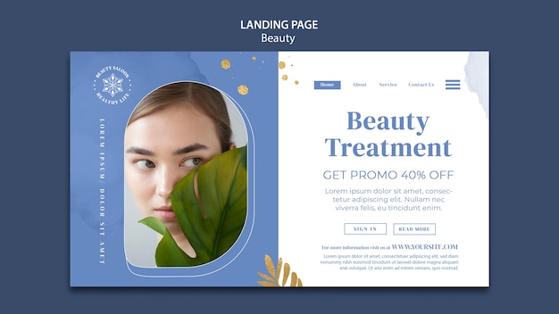 Free PSD beauty treatment landing page template