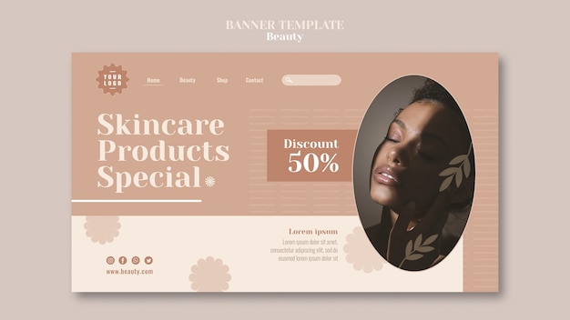 PSD gratuito design del modello di banner di bellezza e benessere