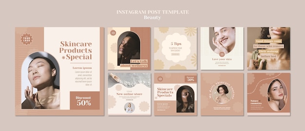 PSD gratuito design del modello di post instagram di bellezza e benessere