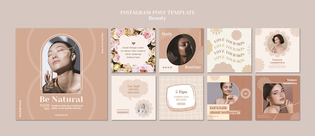 Design del modello di post instagram di bellezza e benessere