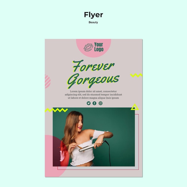 Beauty woman concept flyer template