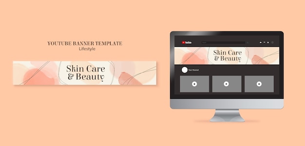 PSD gratuito design del modello di banner di youtube di bellezza