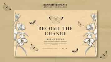 Free PSD become the change butterfly banner