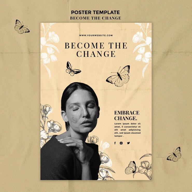 Free PSD become the change poster template