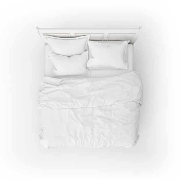 하얀 침대 머리 받침과 침대 모형