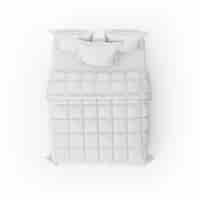 무료 PSD 하얀 이불과 베개가있는 침대 모형