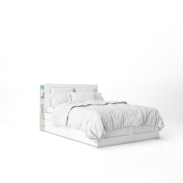 Кровать с белыми простынями макет