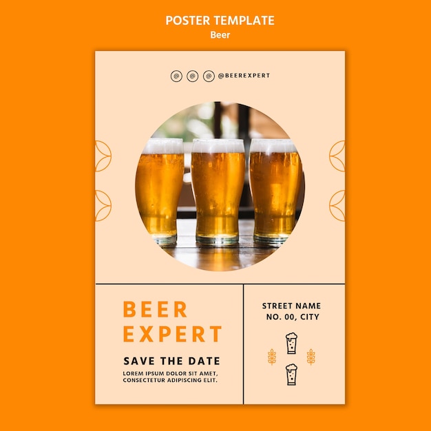 PSD gratuito modello di poster di concetto di birra