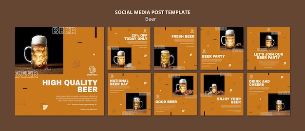 Modello di post sui social media di concetto di birra