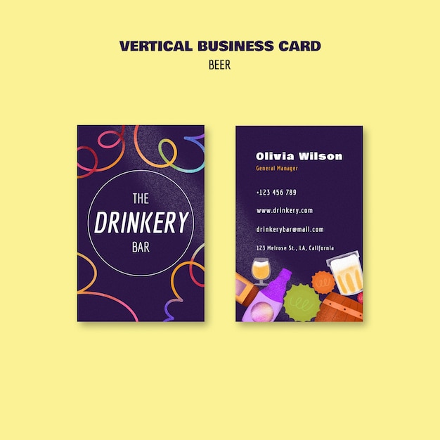 Free PSD beer day celebration  business card