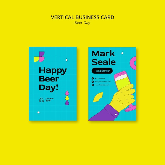 Free PSD beer day celebration business card