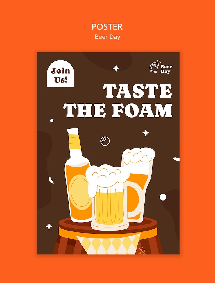 Free PSD beer day celebration flyer template