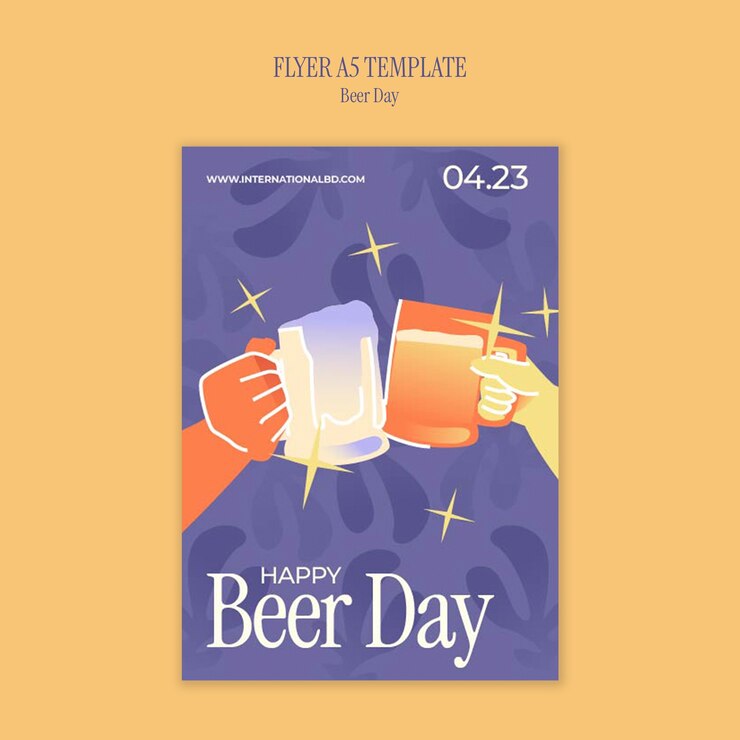Free PSD beer day celebration flyer template