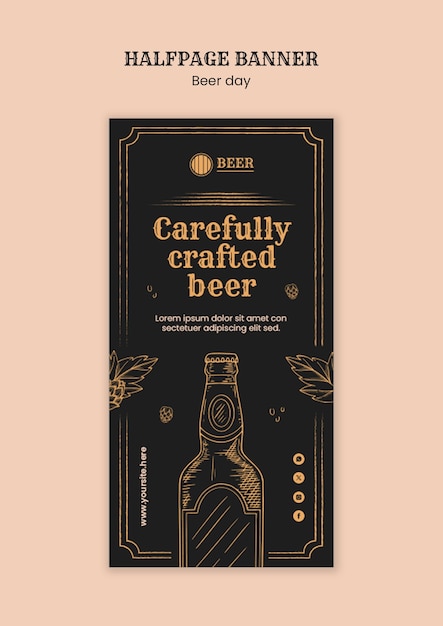 Free PSD beer day celebration halfpage banner